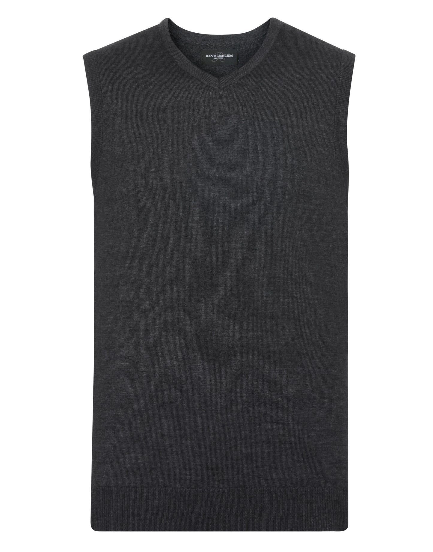 V-Neck Sleeveless Knitted Pullover - Charcoal Marl