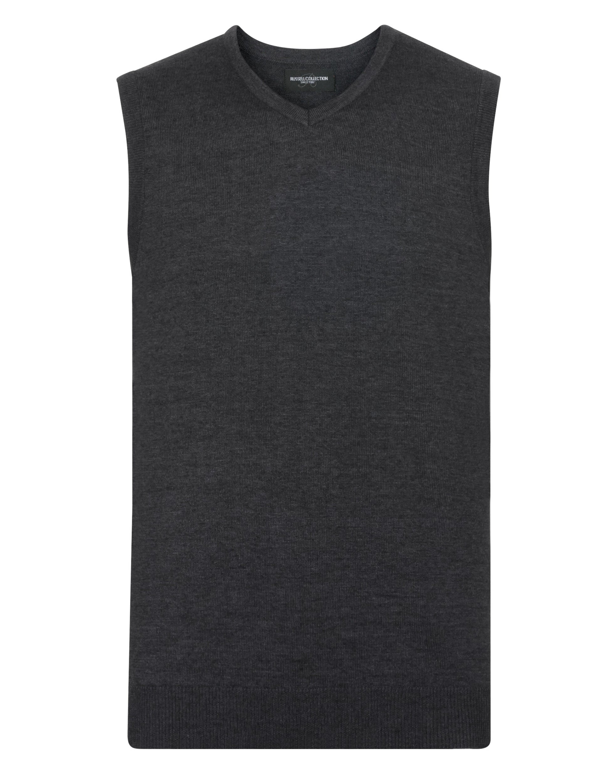 V-Neck Sleeveless Knitted Pullover - Charcoal Marl