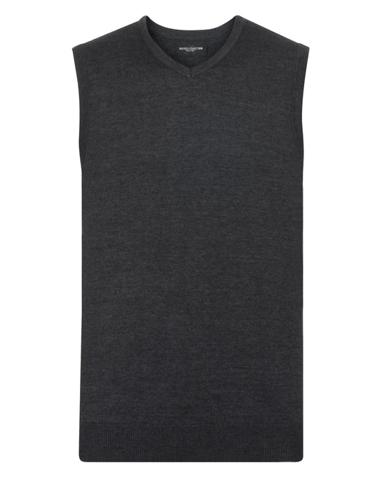 V-Neck Sleeveless Knitted Pullover - Charcoal Marl