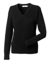 Ladies' V-Neck Knitted Pullover - Black