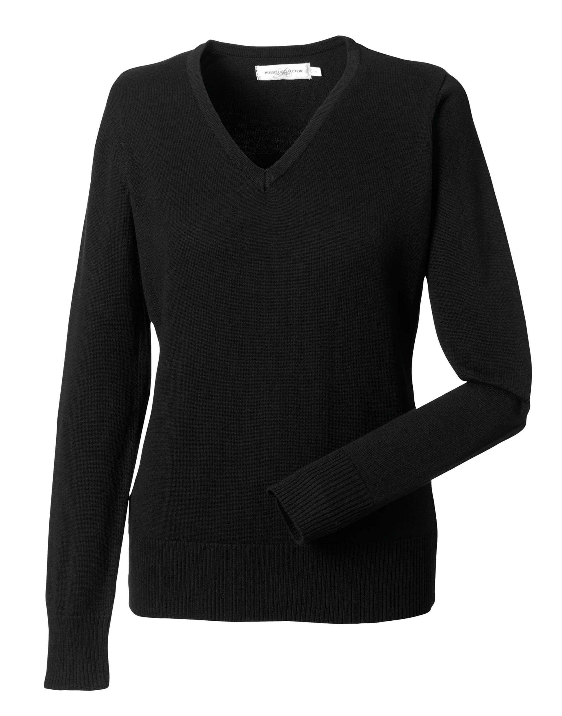 Ladies' V-Neck Knitted Pullover - Black