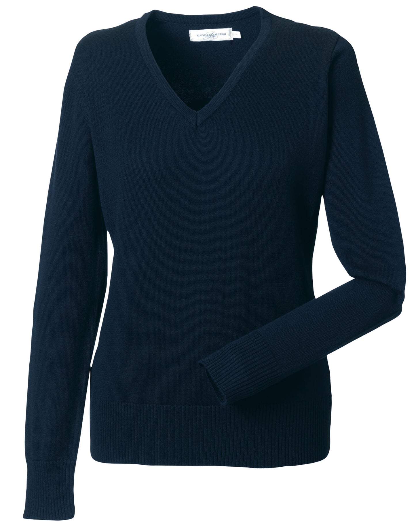 Ladies' V-Neck Knitted Pullover - French Navy