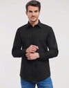 Men's Long Sleeve Tailored Polycotton Poplin Shirt - Black