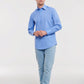 Men's Long Sleeve Tailored Polycotton Poplin Shirt - Corporate Blue