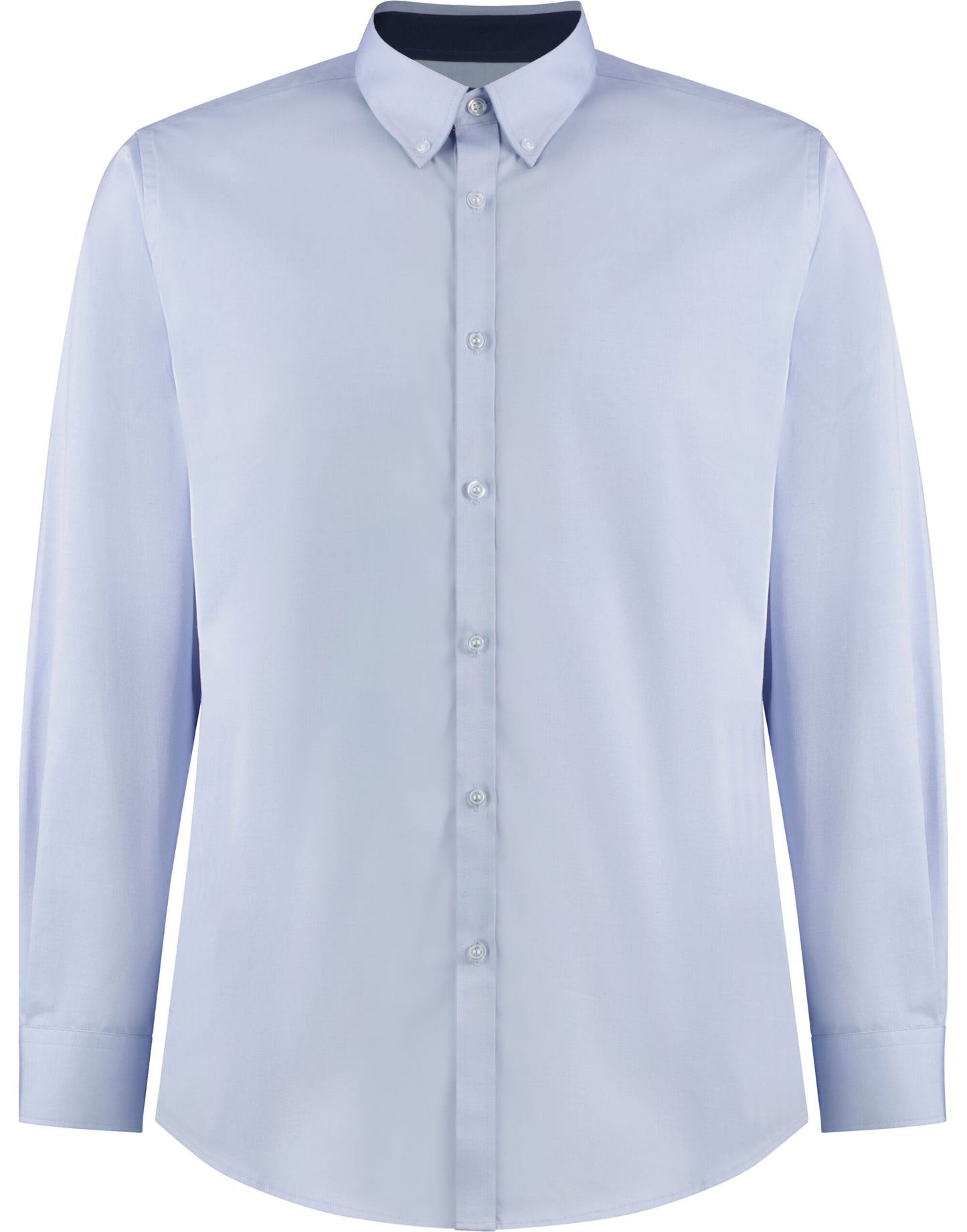 Tailored Fit Long Sleeve Premium Contrast Oxford Button Down Collar Shirt - Light Blue/Navy