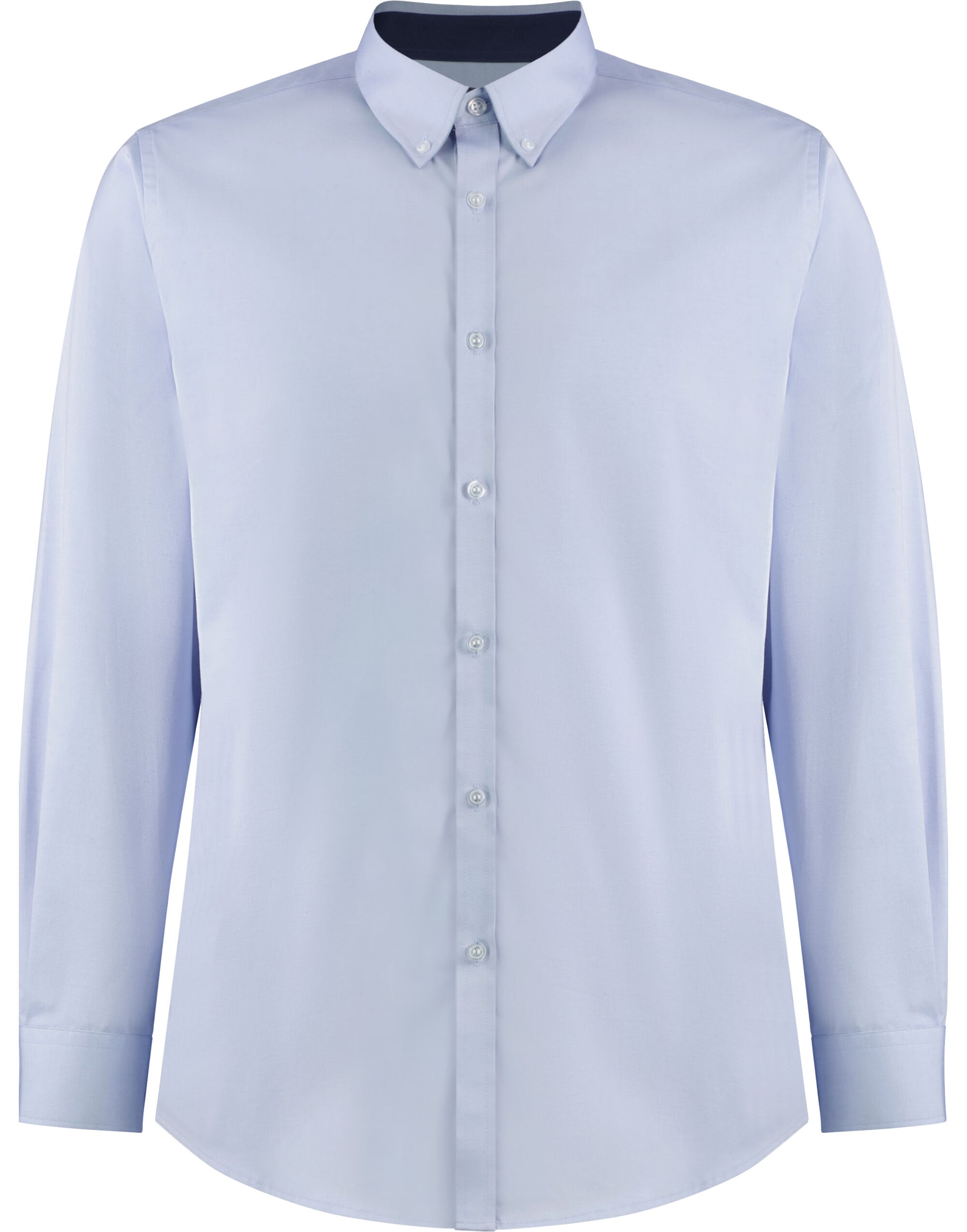 Tailored Fit Long Sleeve Premium Contrast Oxford Button Down Collar Shirt - Light Blue/Navy