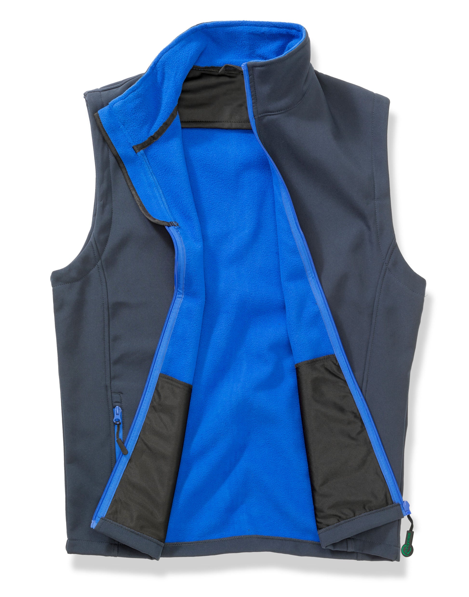 Men's Printable Softshell Bodywarmer with Recycled Fleece Inner - Navy/Royal