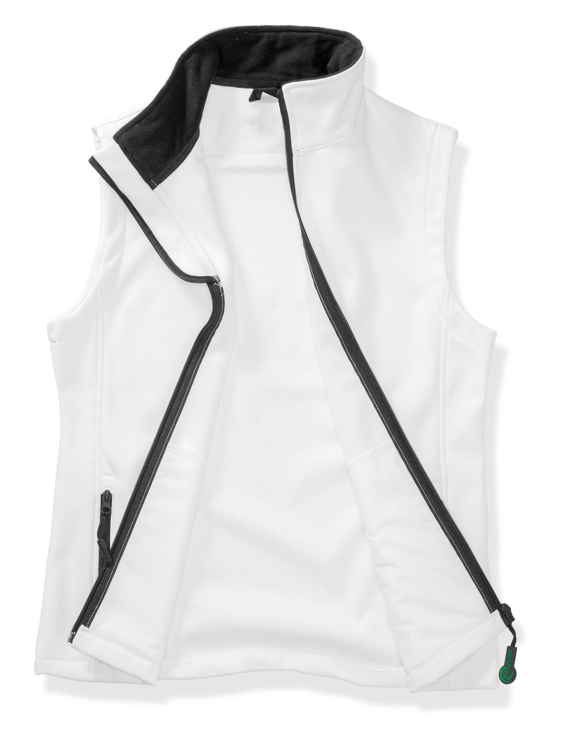 Men's Printable Softshell Bodywarmer with Recycled Fleece Inner - White/Black