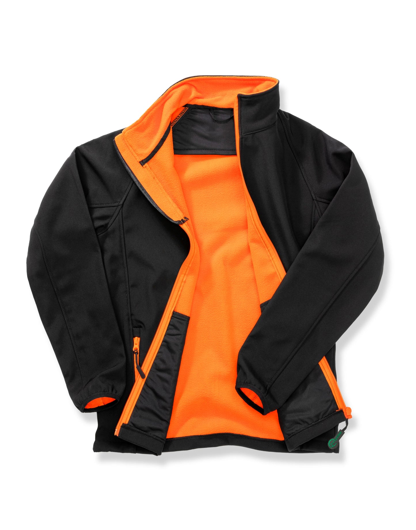 Ladies' Printable Softshell Jacket with Recycled Inner Fleece - Black/Orange