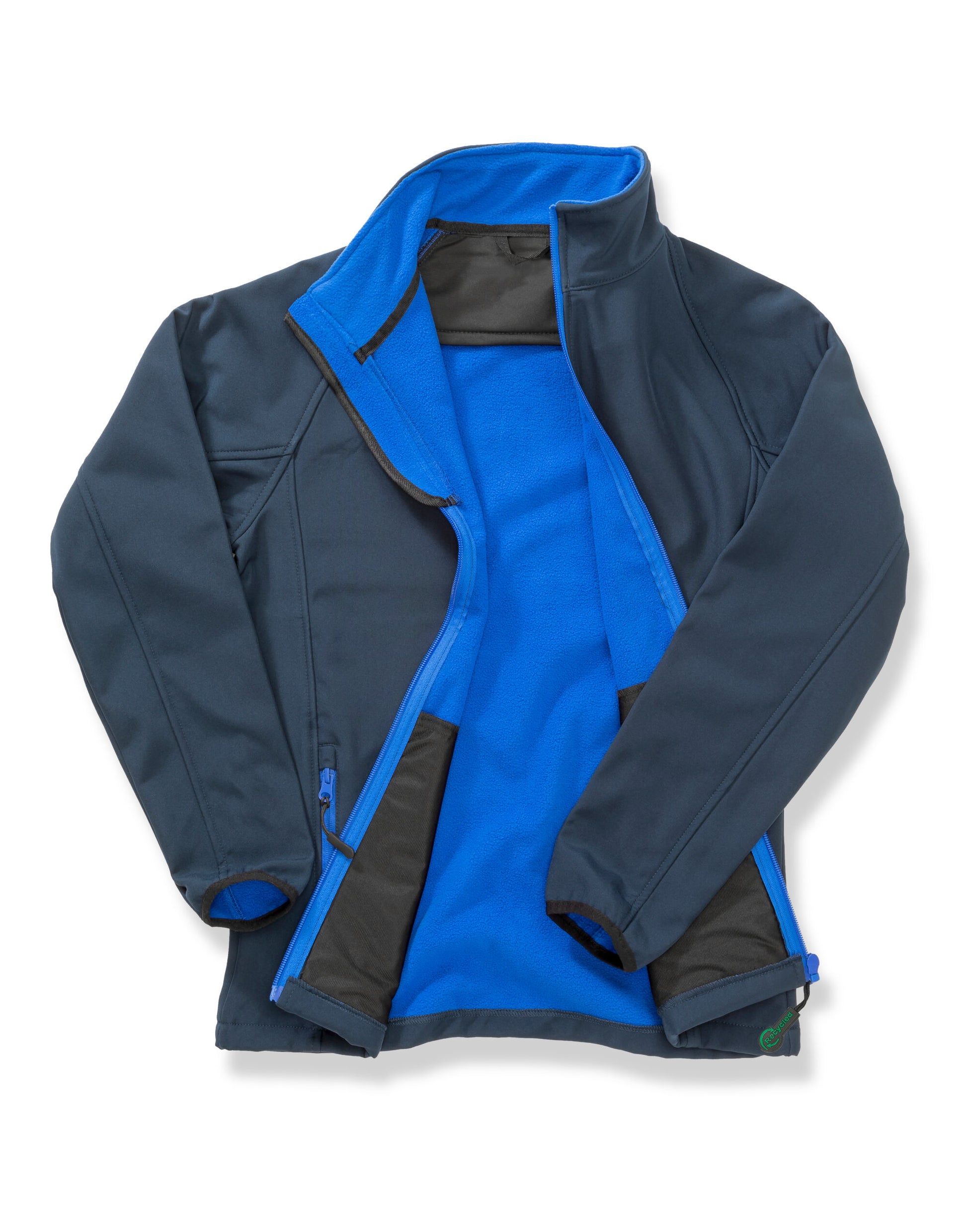 Ladies' Printable Softshell Jacket with Recycled Inner Fleece - Navy/Royal