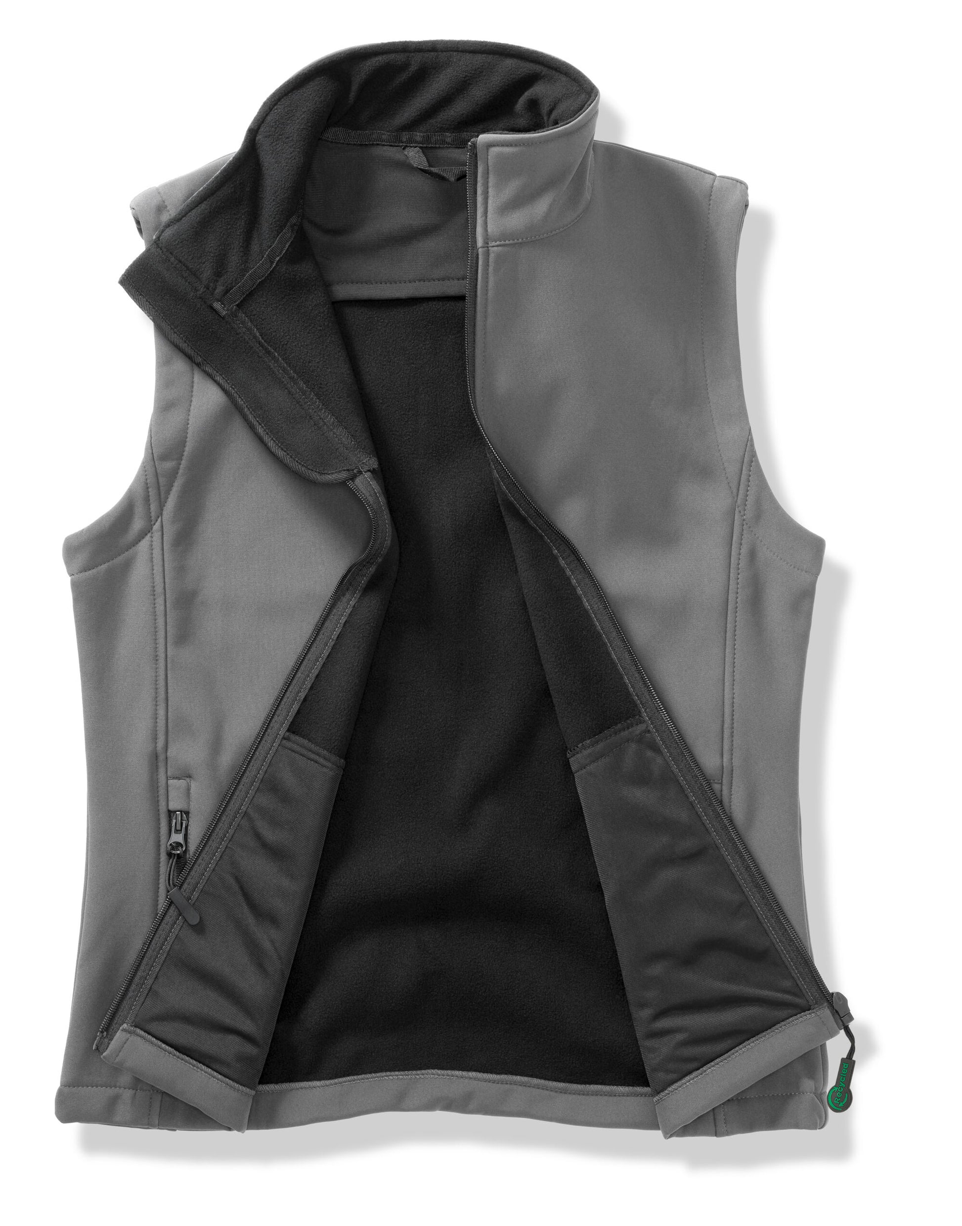 Ladies' Printable Softshell Bodywarmer with Recycled Fleece Inner - Charcoal/Black