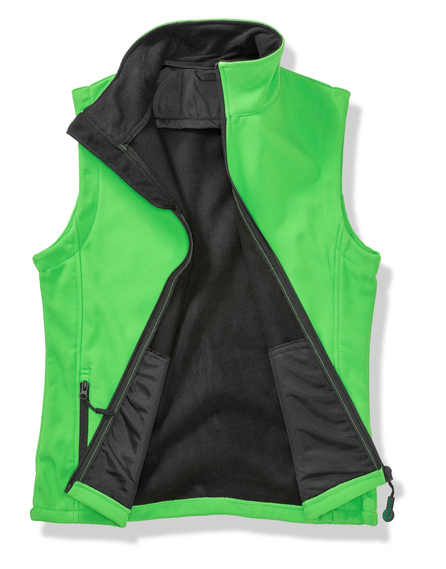 Ladies' Printable Softshell Bodywarmer with Recycled Fleece Inner - Vivid Green/Black