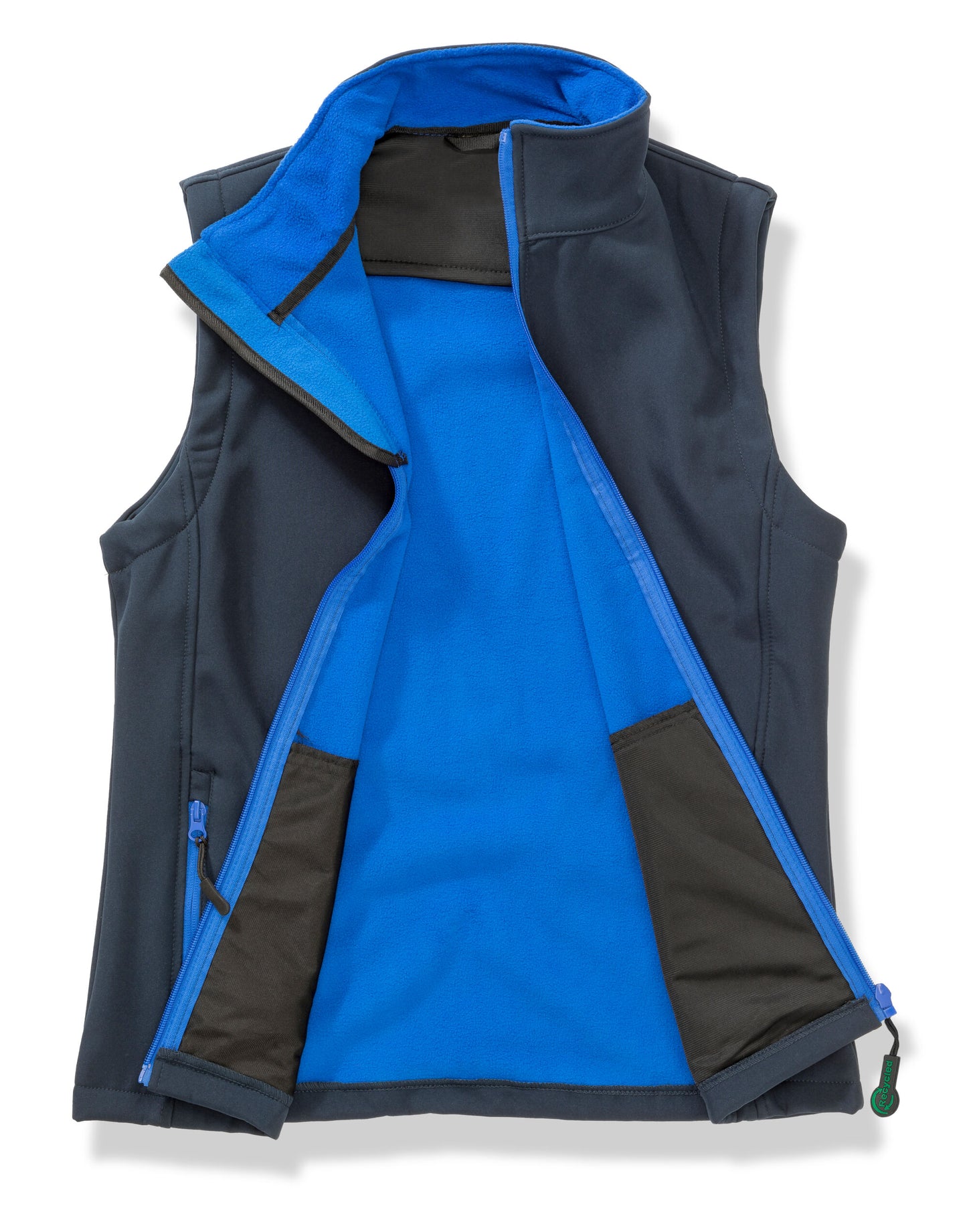 Ladies' Printable Softshell Bodywarmer with Recycled Fleece Inner - Navy/Royal