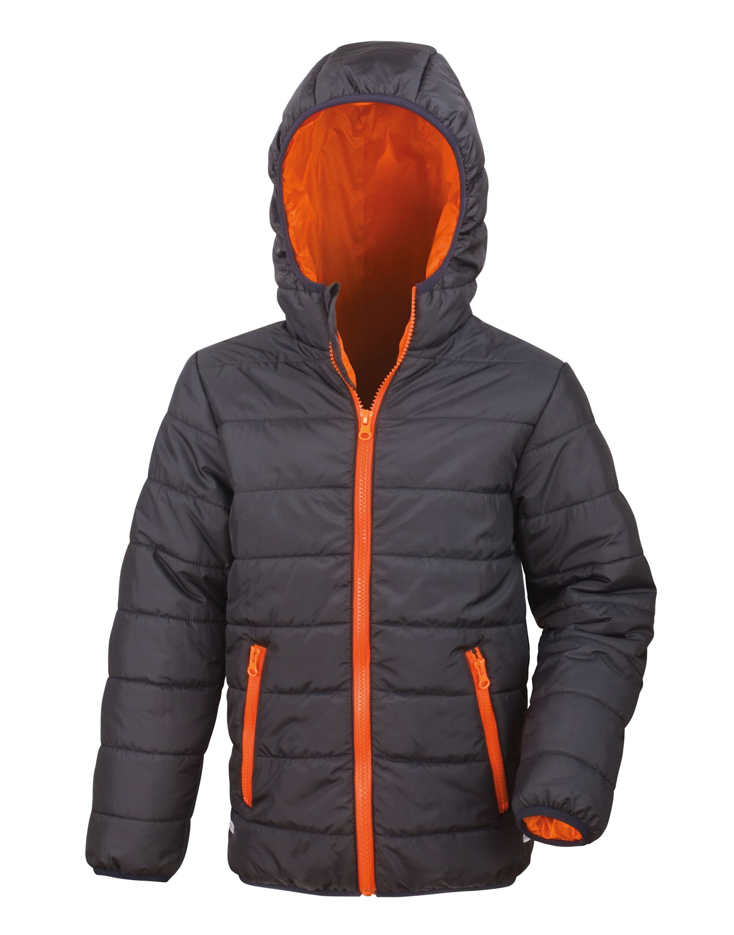 Children's Soft Padded Jacket - Black/Orange