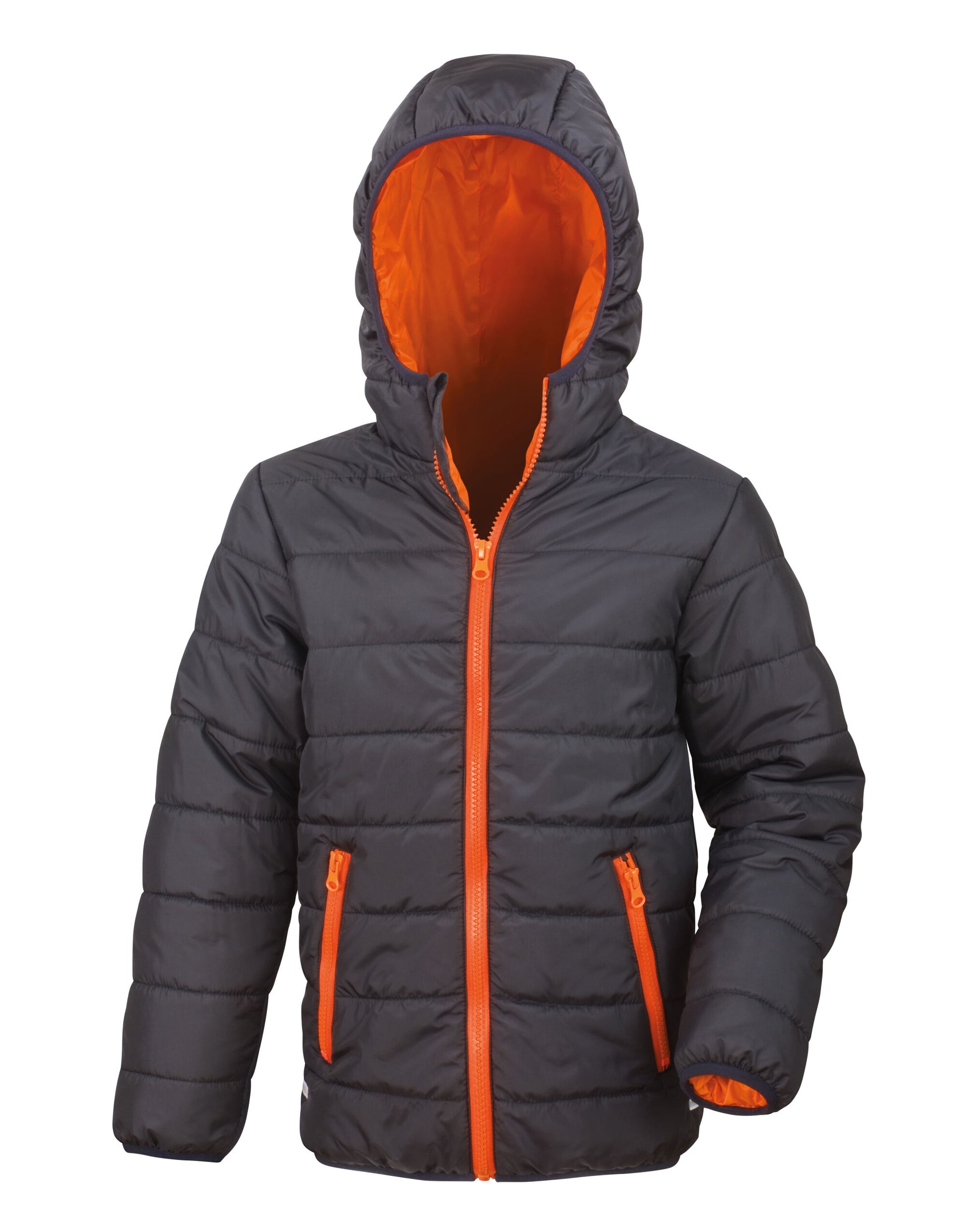 Children's Soft Padded Jacket - Black/Orange