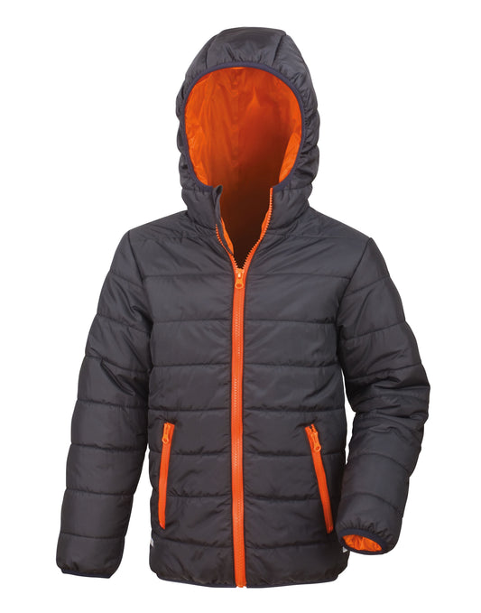 Children's Soft Padded Jacket - Black/Orange