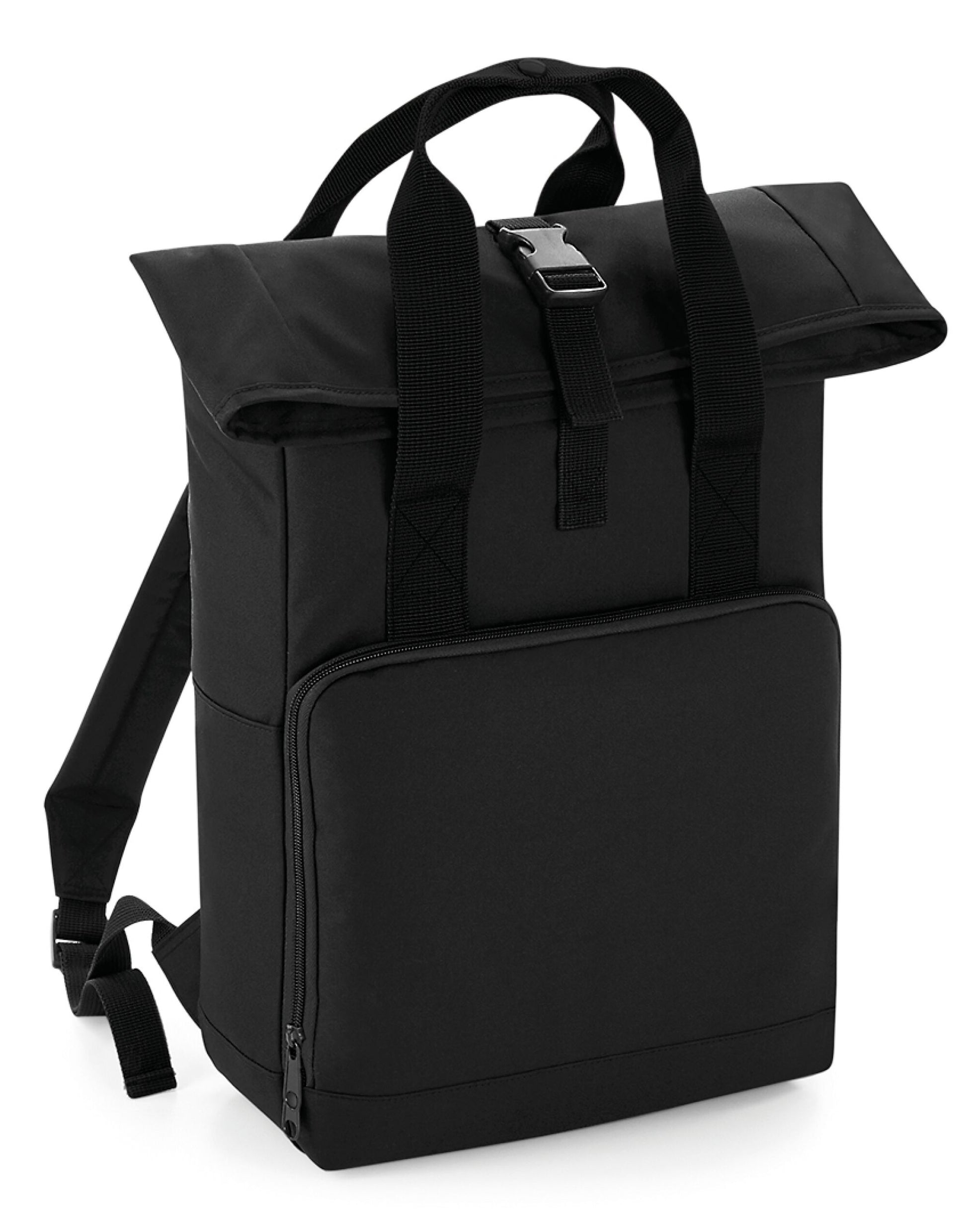 Twin Handle Roll-Top Backpack - Black