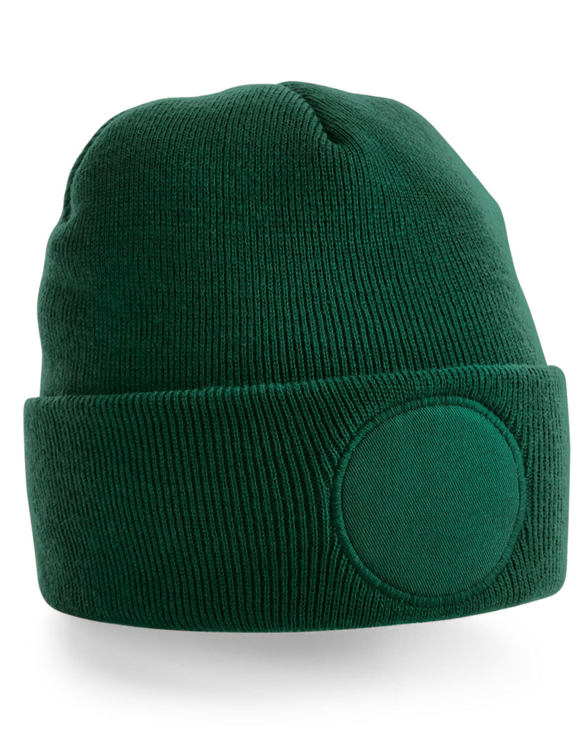 Circular Patch Beanie - Bottle Green