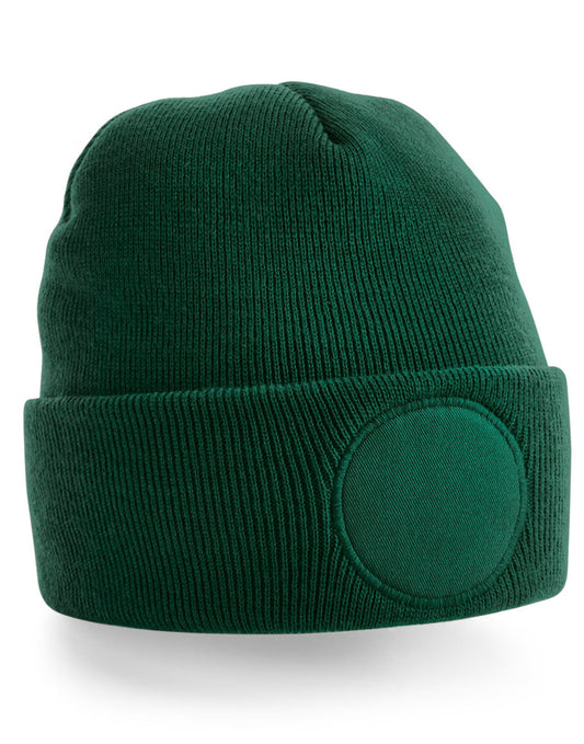 Circular Patch Beanie - Bottle Green