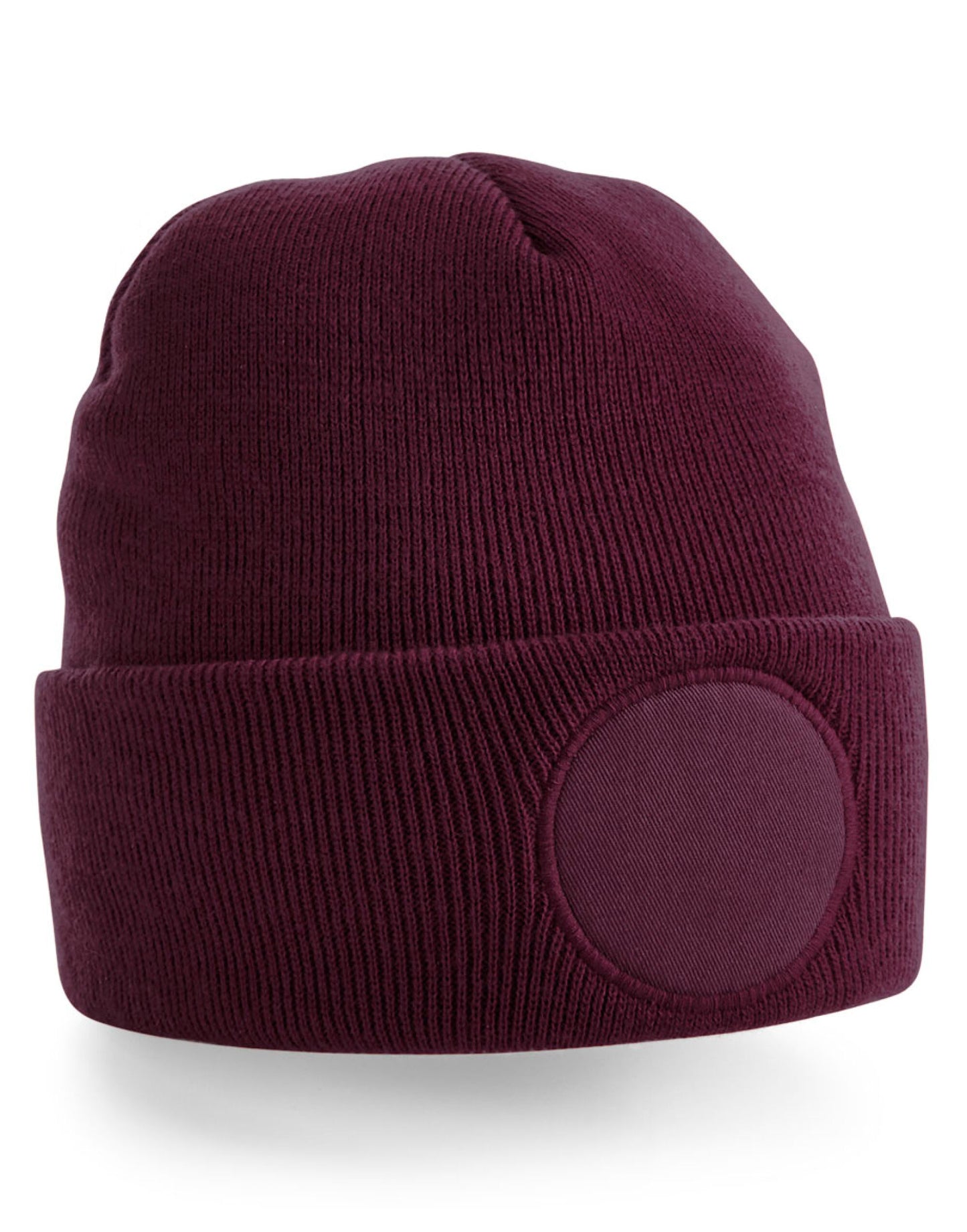 Circular Patch Beanie - Burgundy