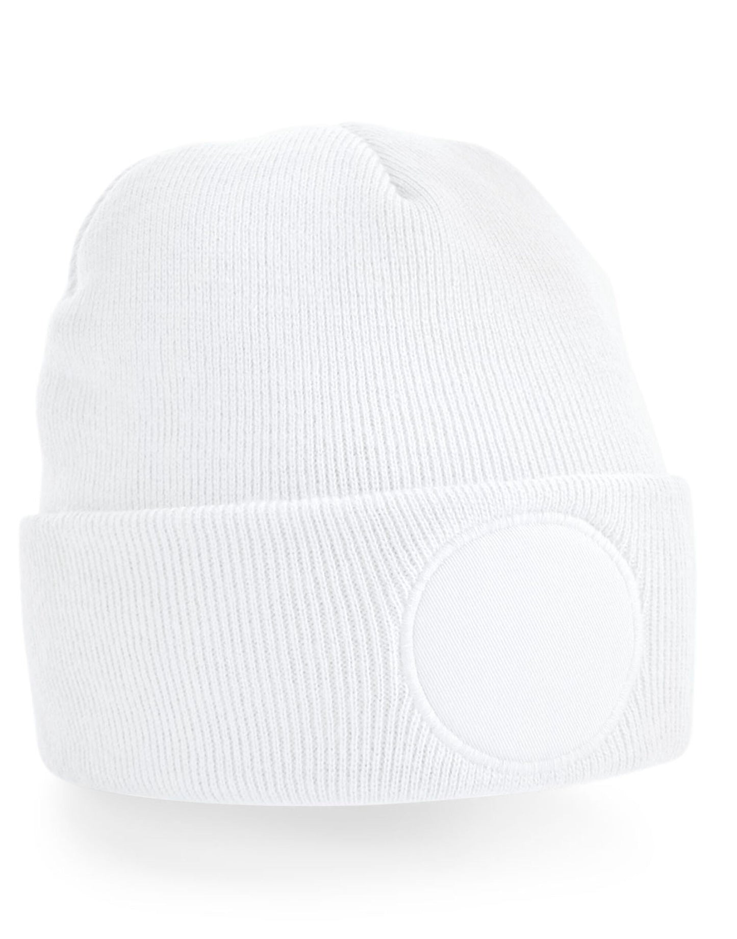 Circular Patch Beanie - White