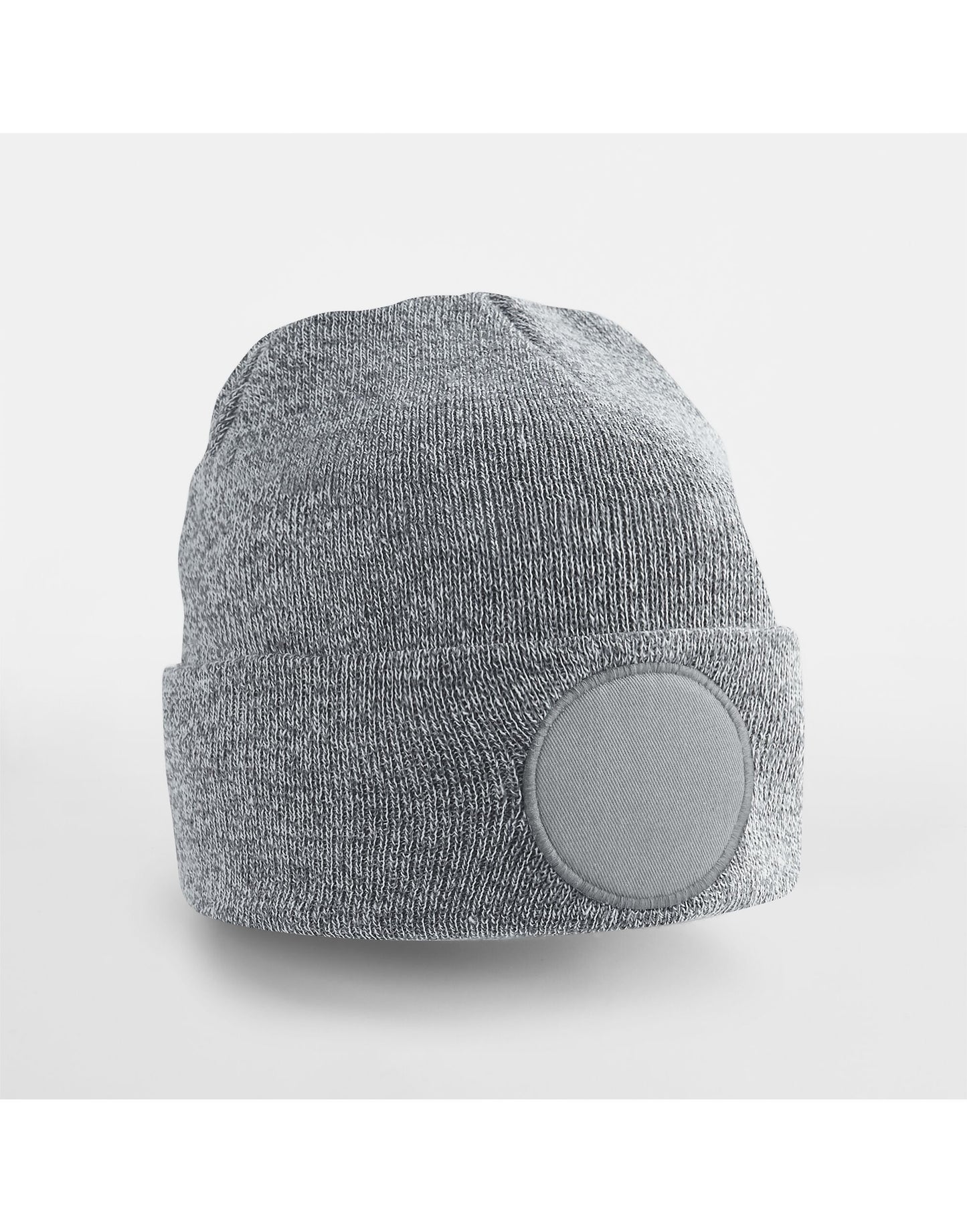 Circular Patch Beanie - Heather Grey