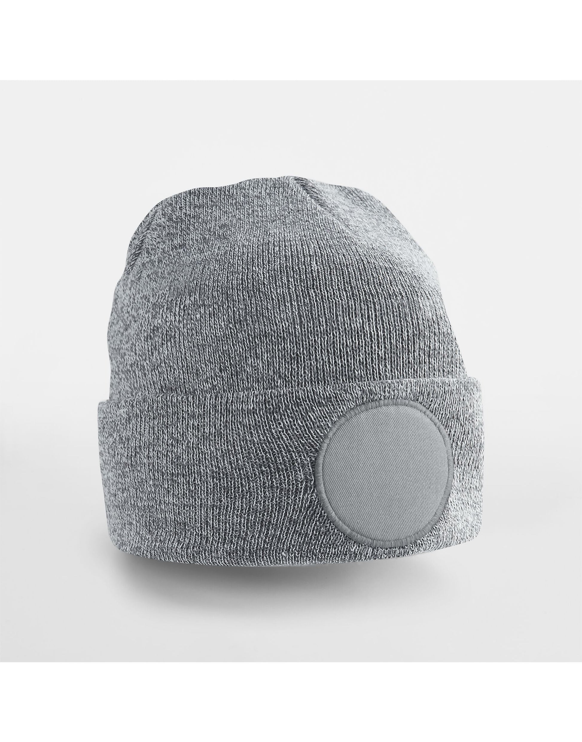 Circular Patch Beanie - Heather Grey