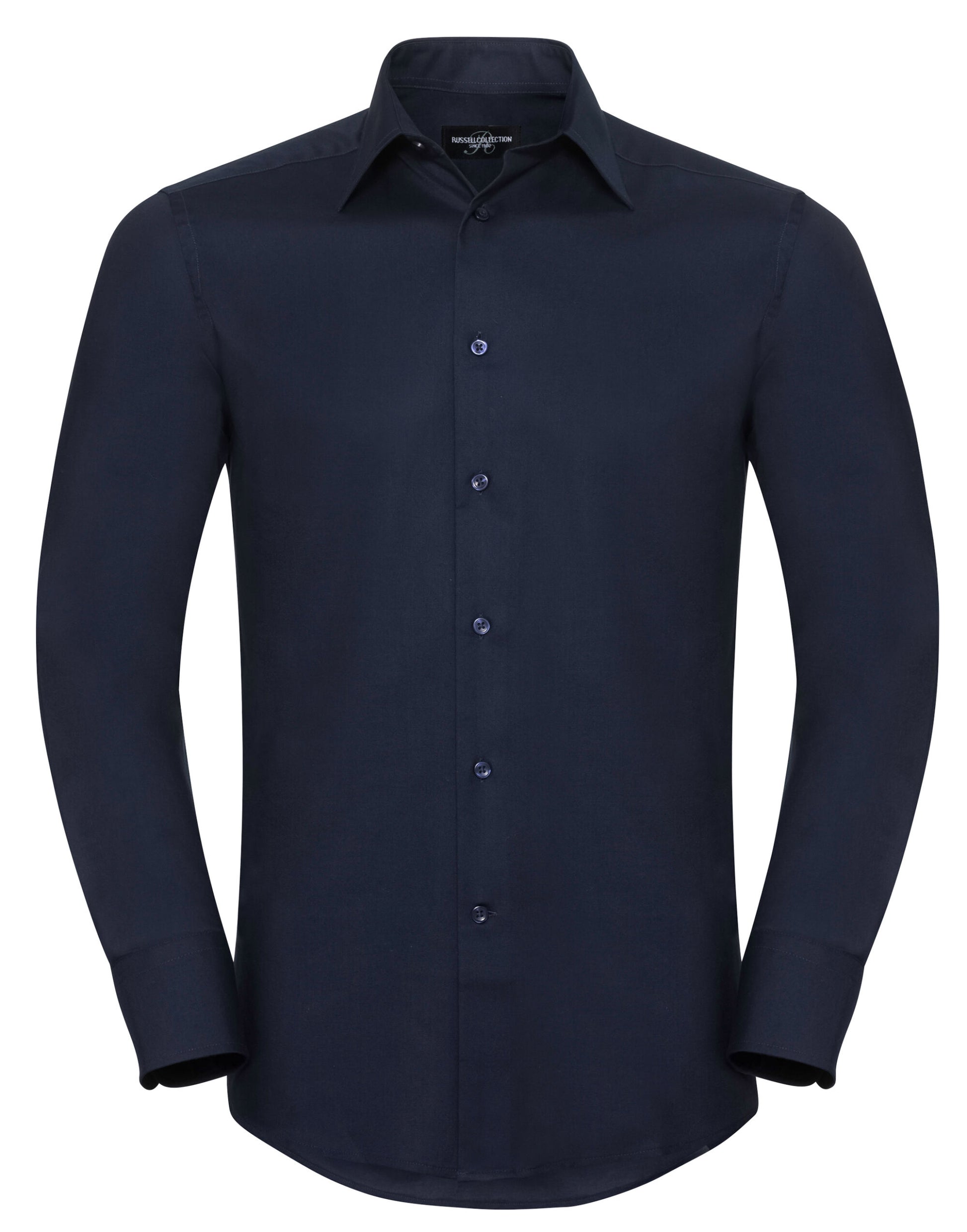 Men's Long Sleeve Tailored Oxford Shirt - Bright Navy