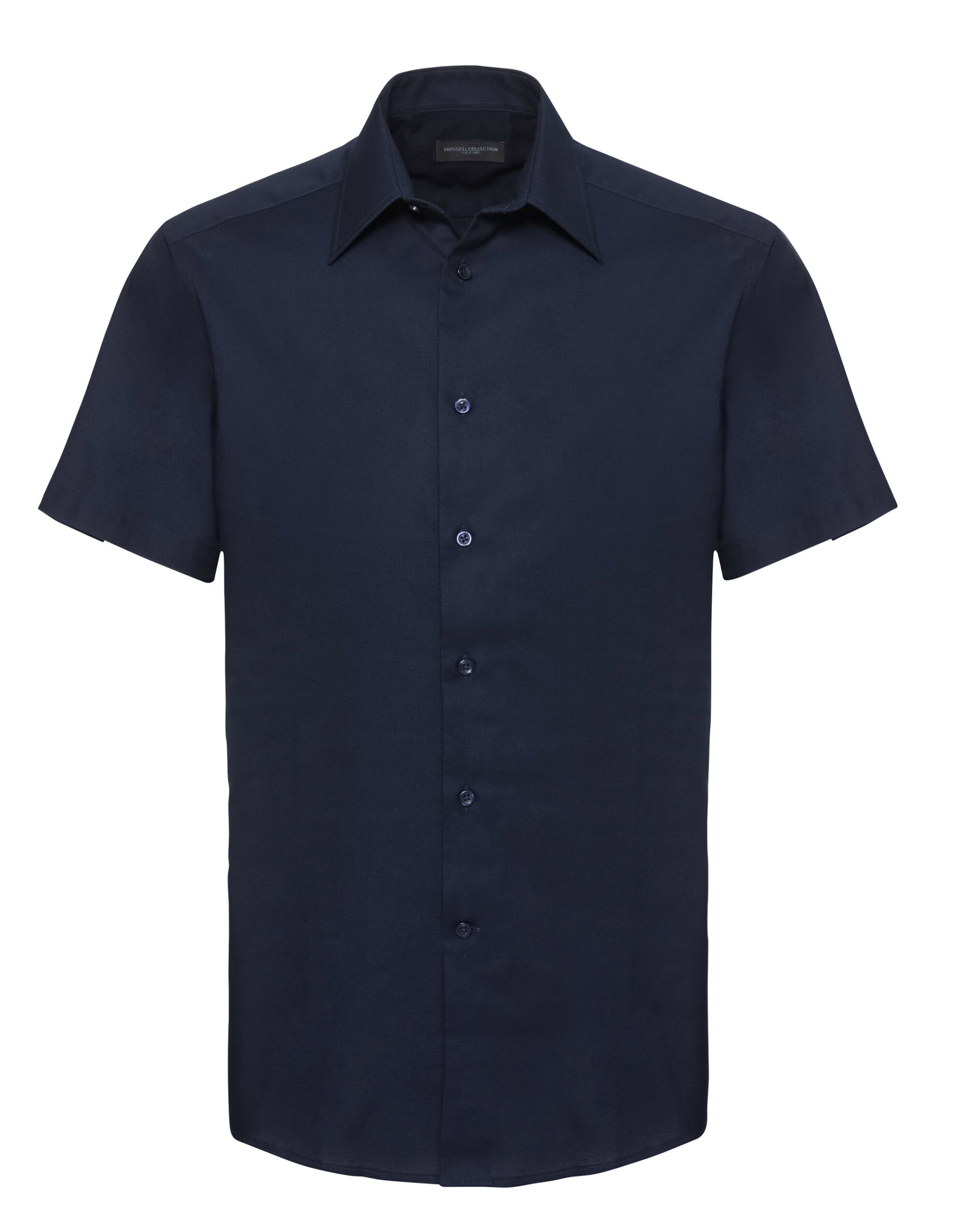 Men's Short Sleeve Tailored Oxford Shirt - Bright Navy