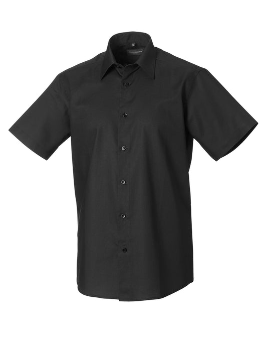Men's Short Sleeve Tailored Oxford Shirt - Black