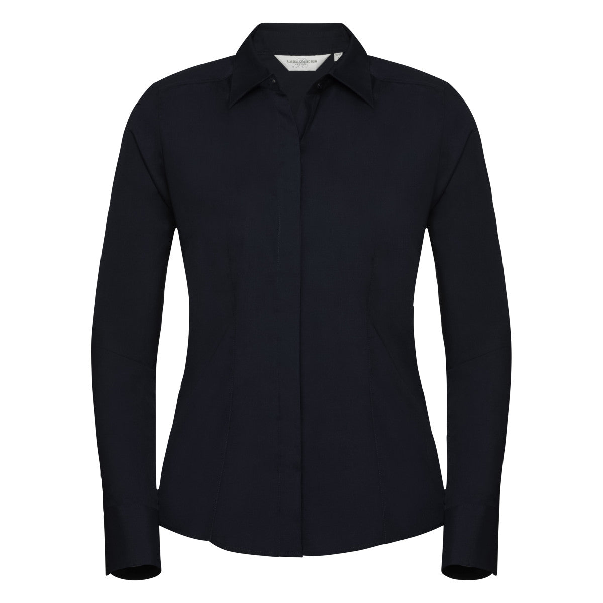 Ladies' Long Sleeve Fitted Polycotton Poplin Shirt - French Navy