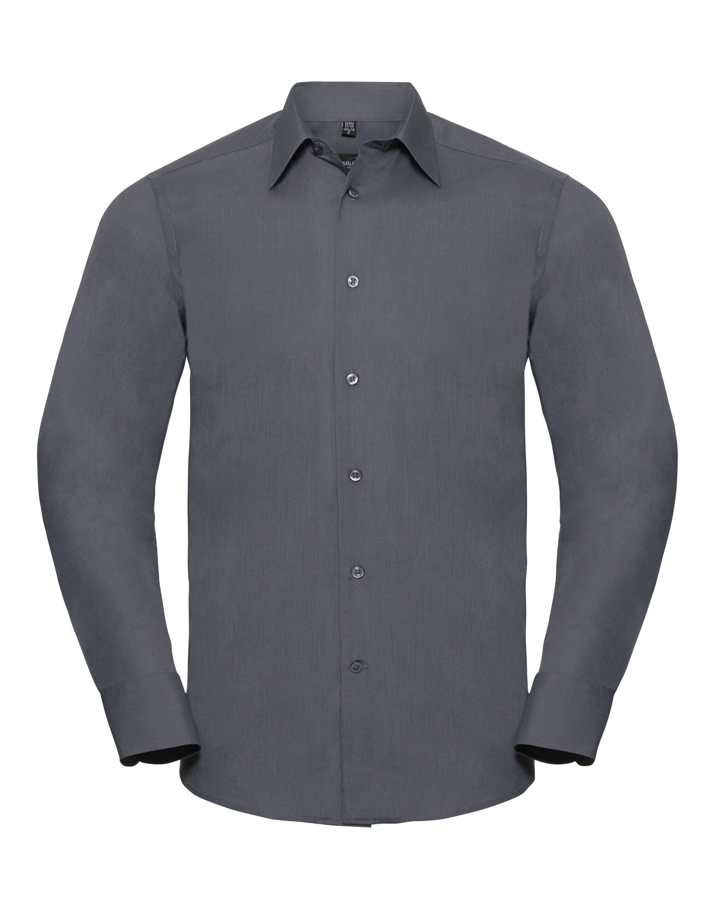 Men's Long Sleeve Tailored Polycotton Poplin Shirt - Convoy Grey