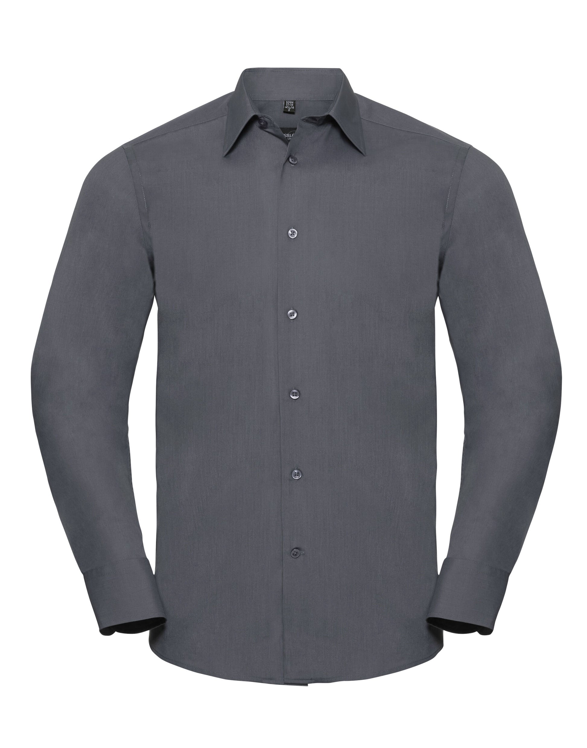 Men's Long Sleeve Tailored Polycotton Poplin Shirt - Convoy Grey