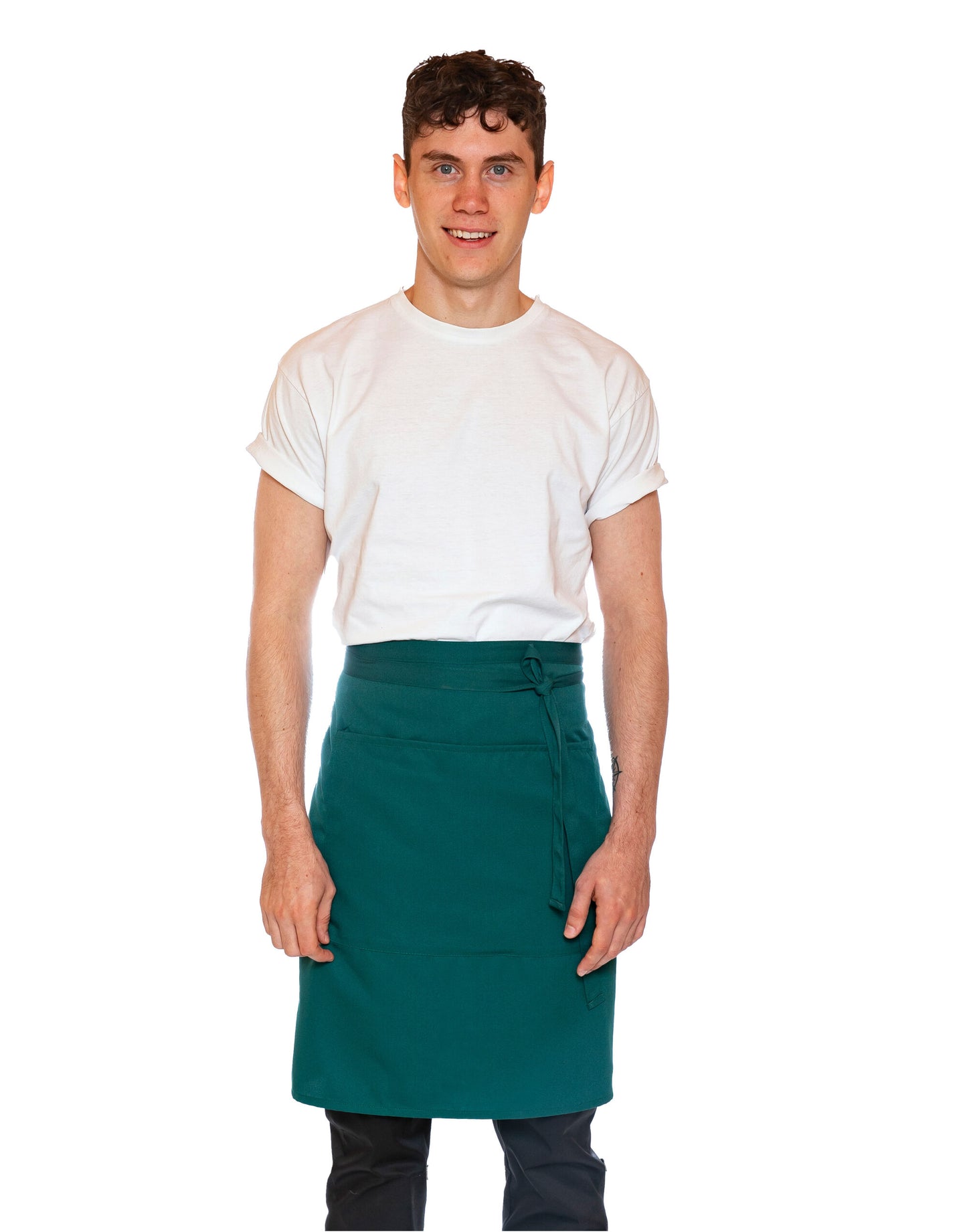 Recycled Waist Apron With Pocket - Bottle Green