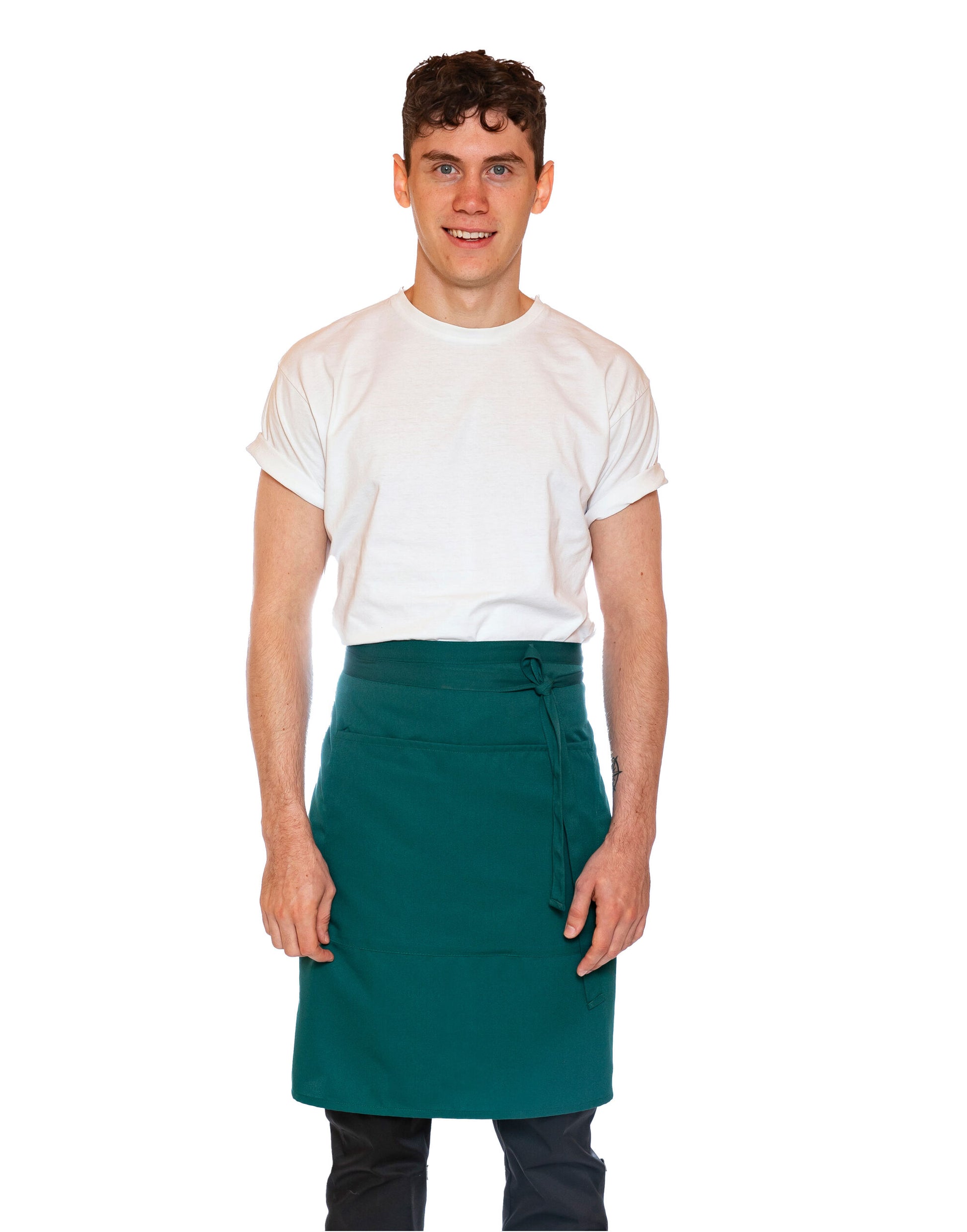 Recycled Waist Apron With Pocket - Bottle Green