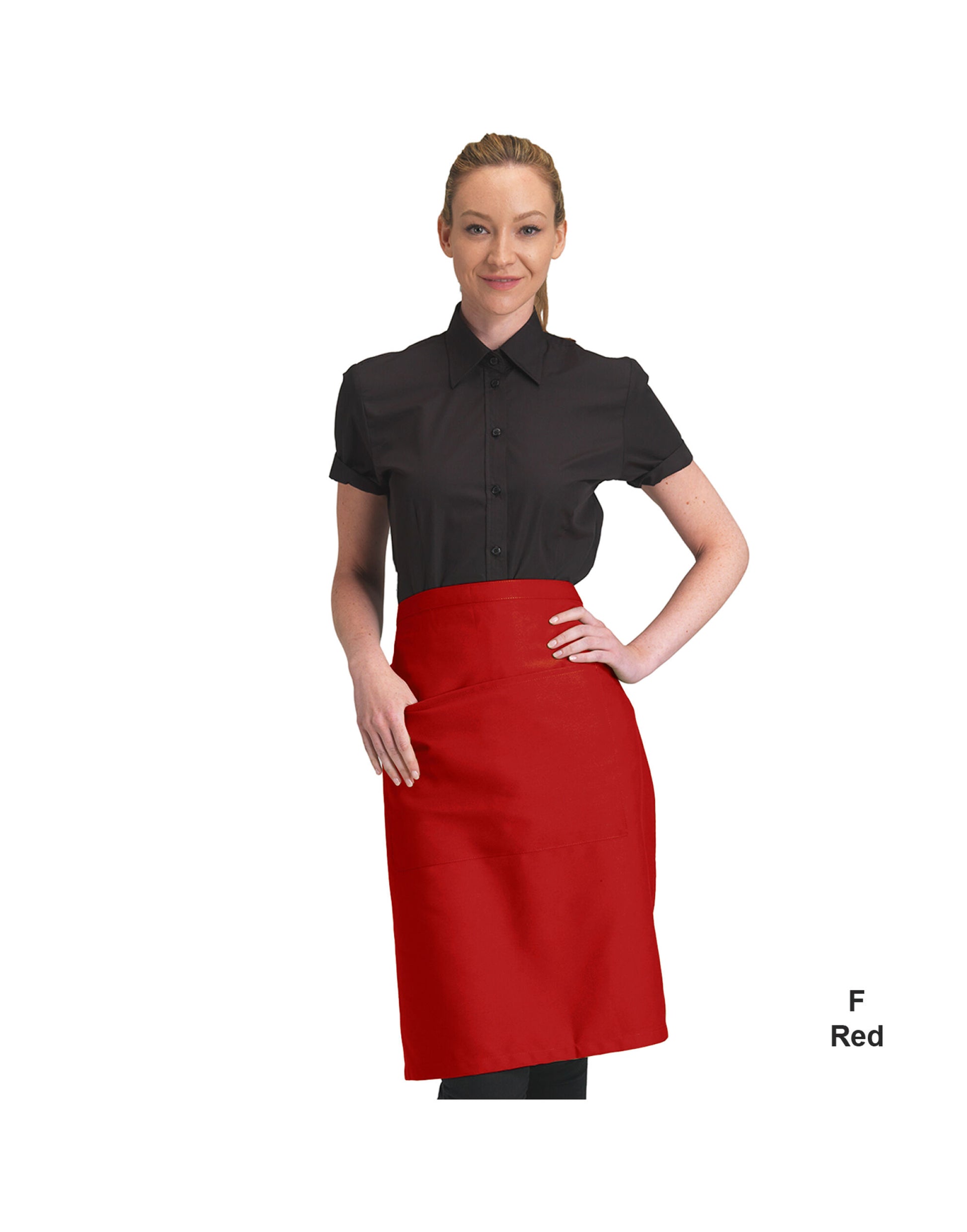 Recycled Waist Apron With Pocket - Red