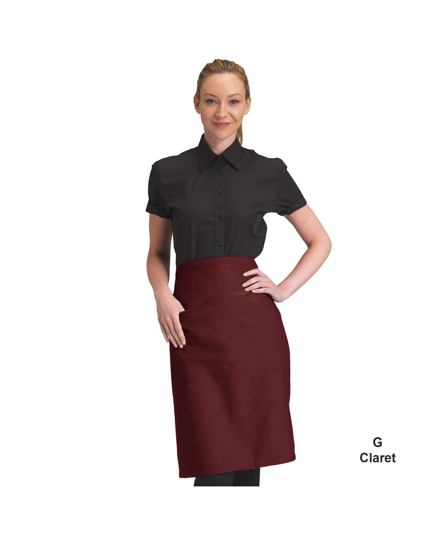 Recycled Waist Apron With Pocket - Claret