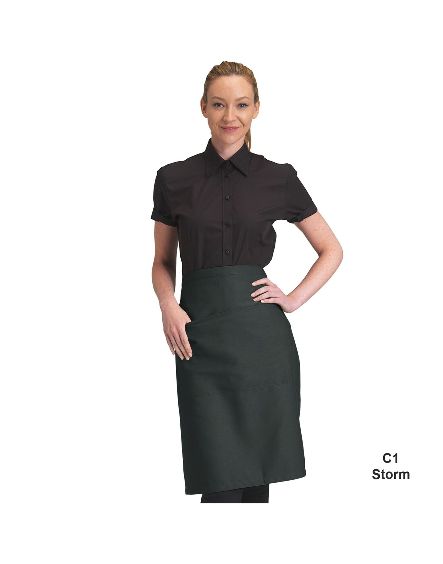 Recycled Waist Apron With Pocket - Storm Grey