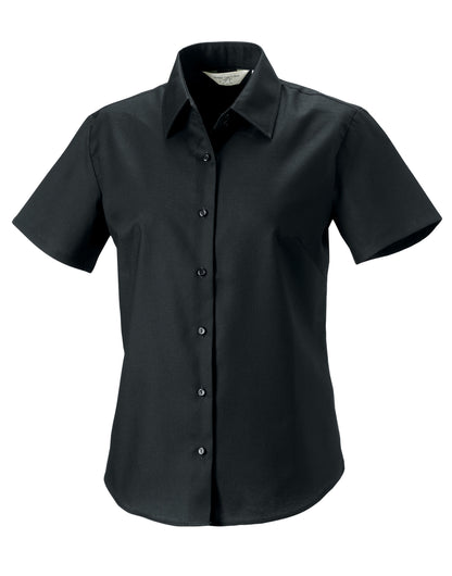Ladies' Short Sleeve Tailored Oxford Shirt - Black