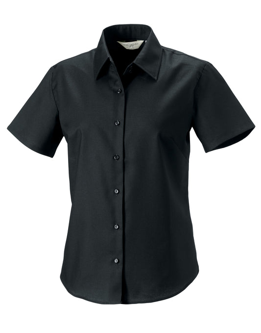 Ladies' Short Sleeve Tailored Oxford Shirt - Black