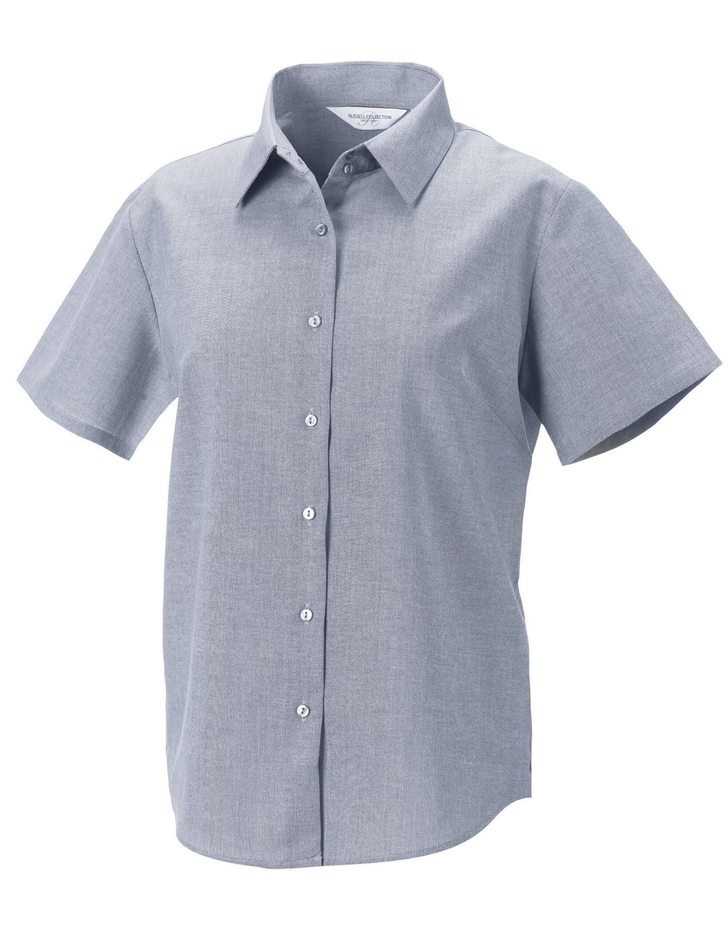 Ladies' Short Sleeve Tailored Oxford Shirt - Silver Grey