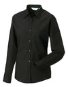 Ladies' Long Sleeve Classic Polycotton Poplin Shirt - Black