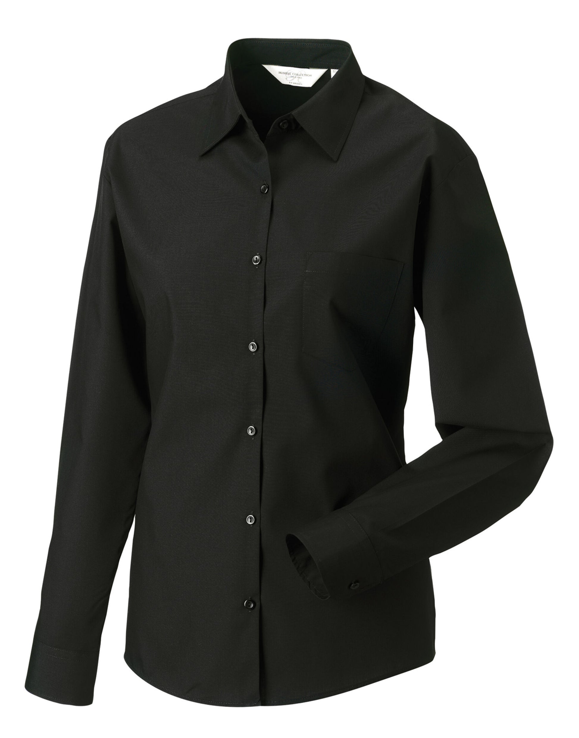Ladies' Long Sleeve Classic Polycotton Poplin Shirt - Black