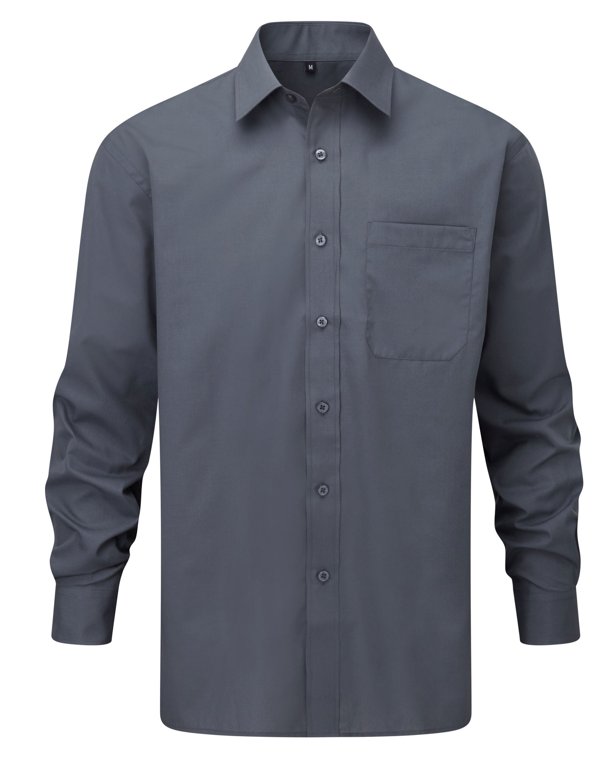 Men's Long Sleeve Classic Polycotton Poplin Shirt - Convoy Grey