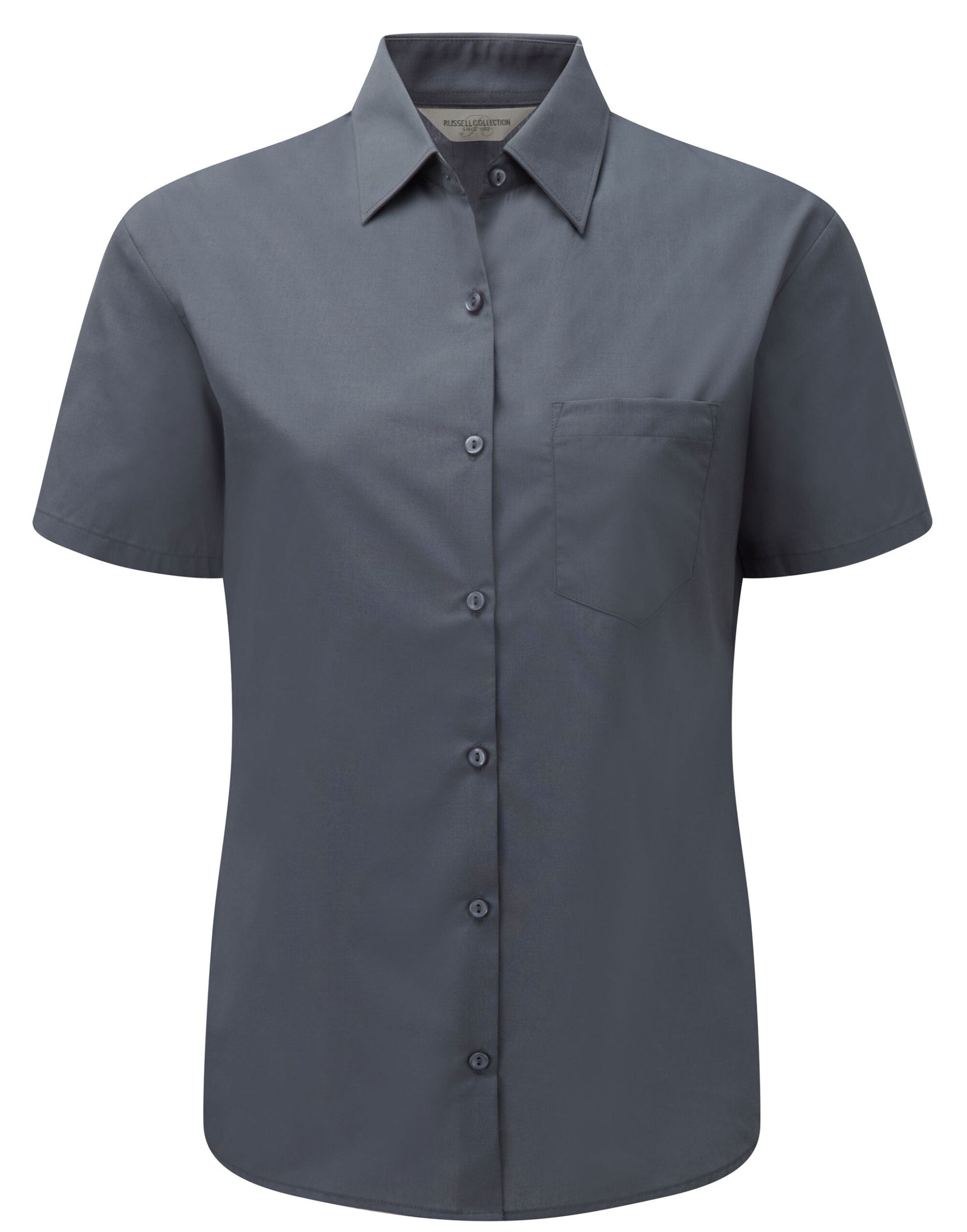 Ladies' Short Sleeve Classic Polycotton Poplin Shirt - Convoy Grey
