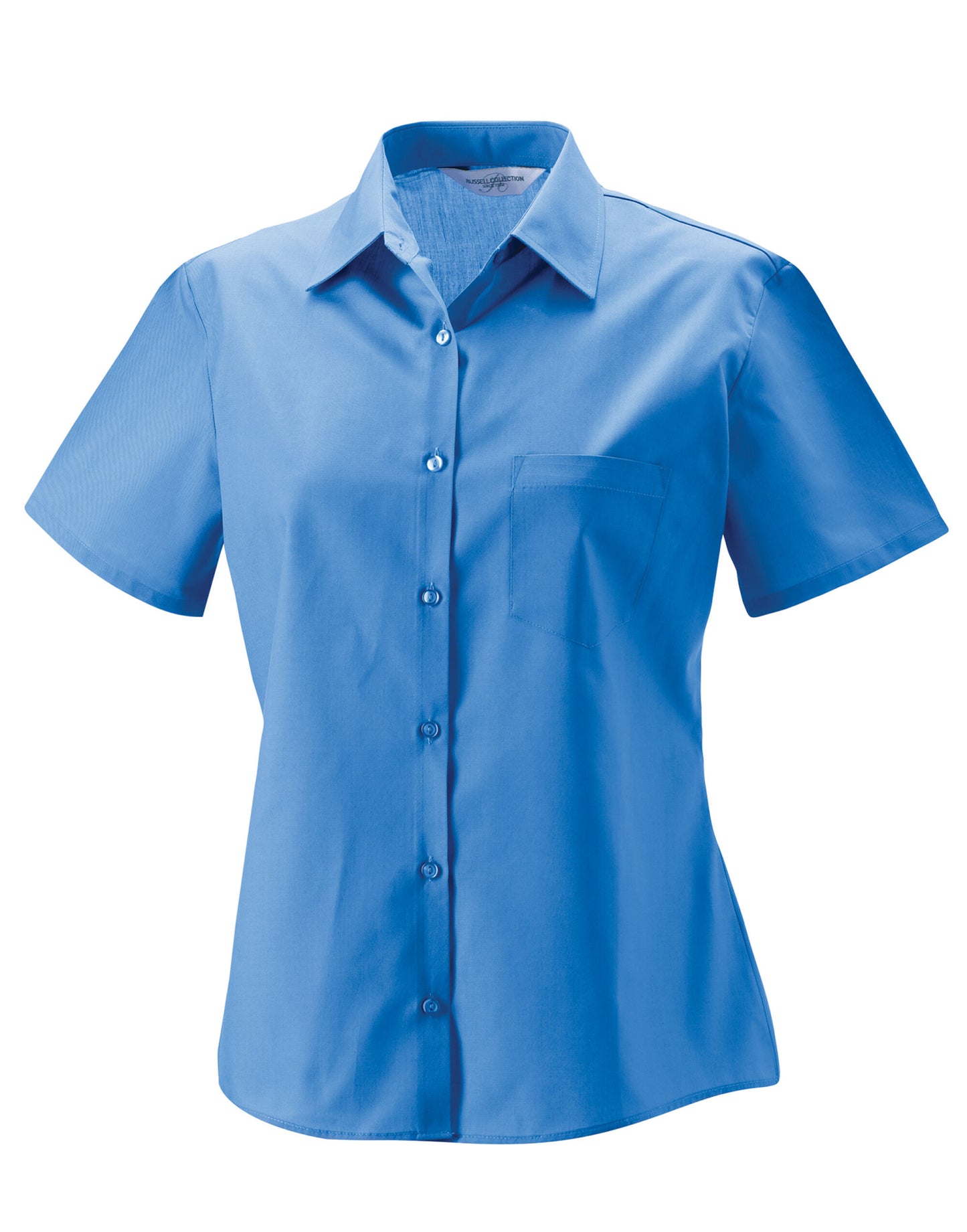 Ladies' Short Sleeve Classic Polycotton Poplin Shirt - Corporate Blue