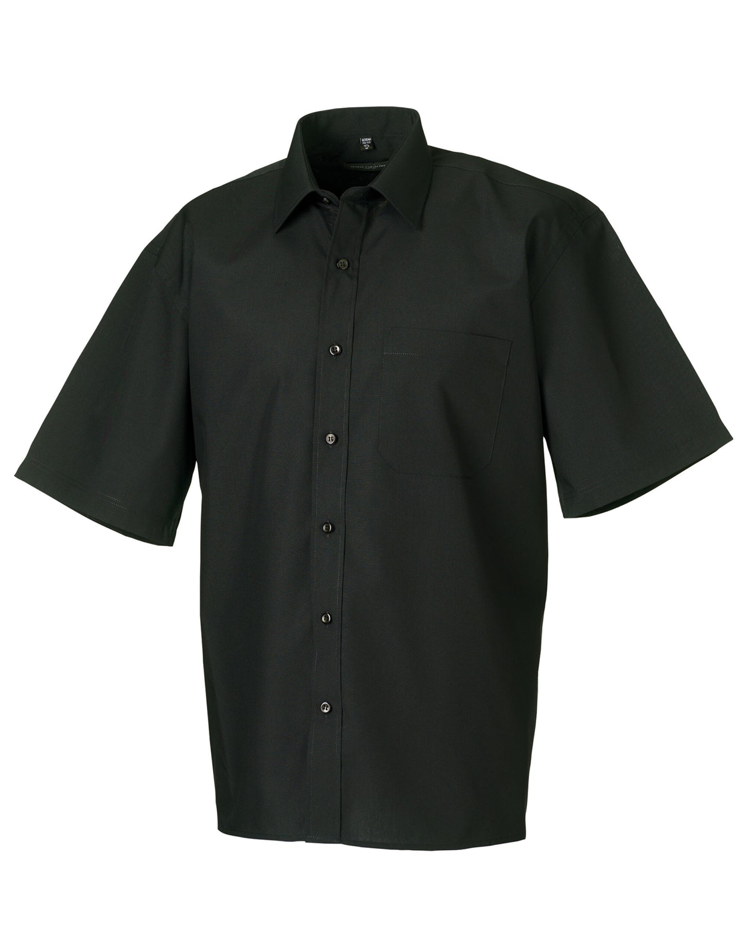 Men's Short Sleeve Classic Polycotton Poplin Shirt - Black