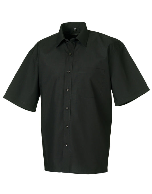 Men's Short Sleeve Classic Polycotton Poplin Shirt - Black