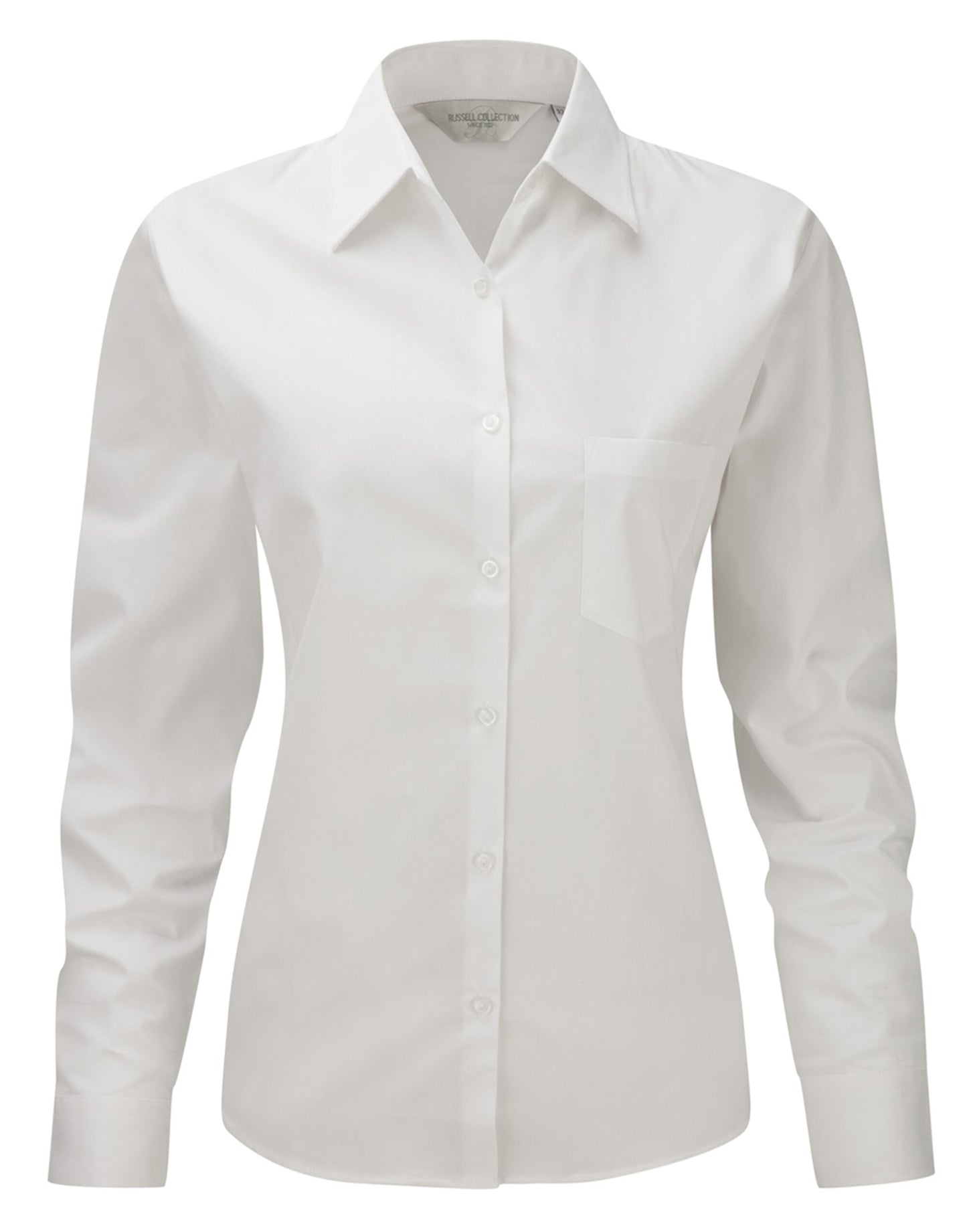 Ladies' Long Sleeve Classic Pure Cotton Poplin Shirt - White