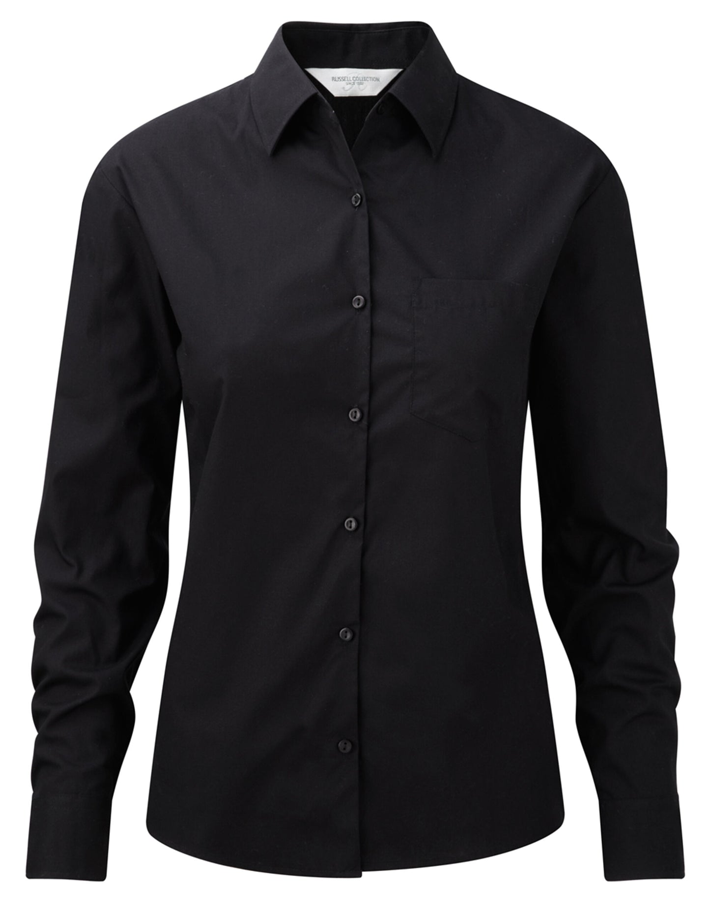 Ladies' Long Sleeve Classic Pure Cotton Poplin Shirt - Black